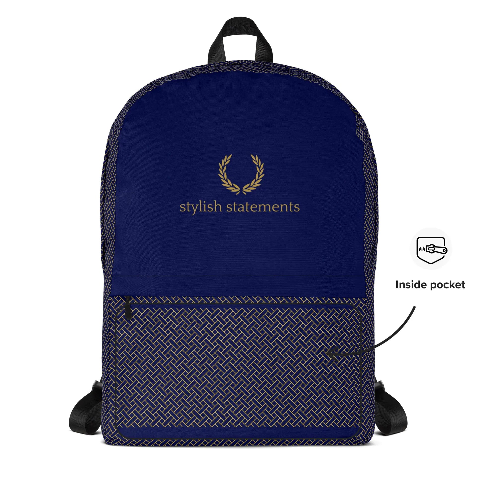 Stylish Statements Premium Dark Blue with Golden Weave Design Backpack - Stylish Statements