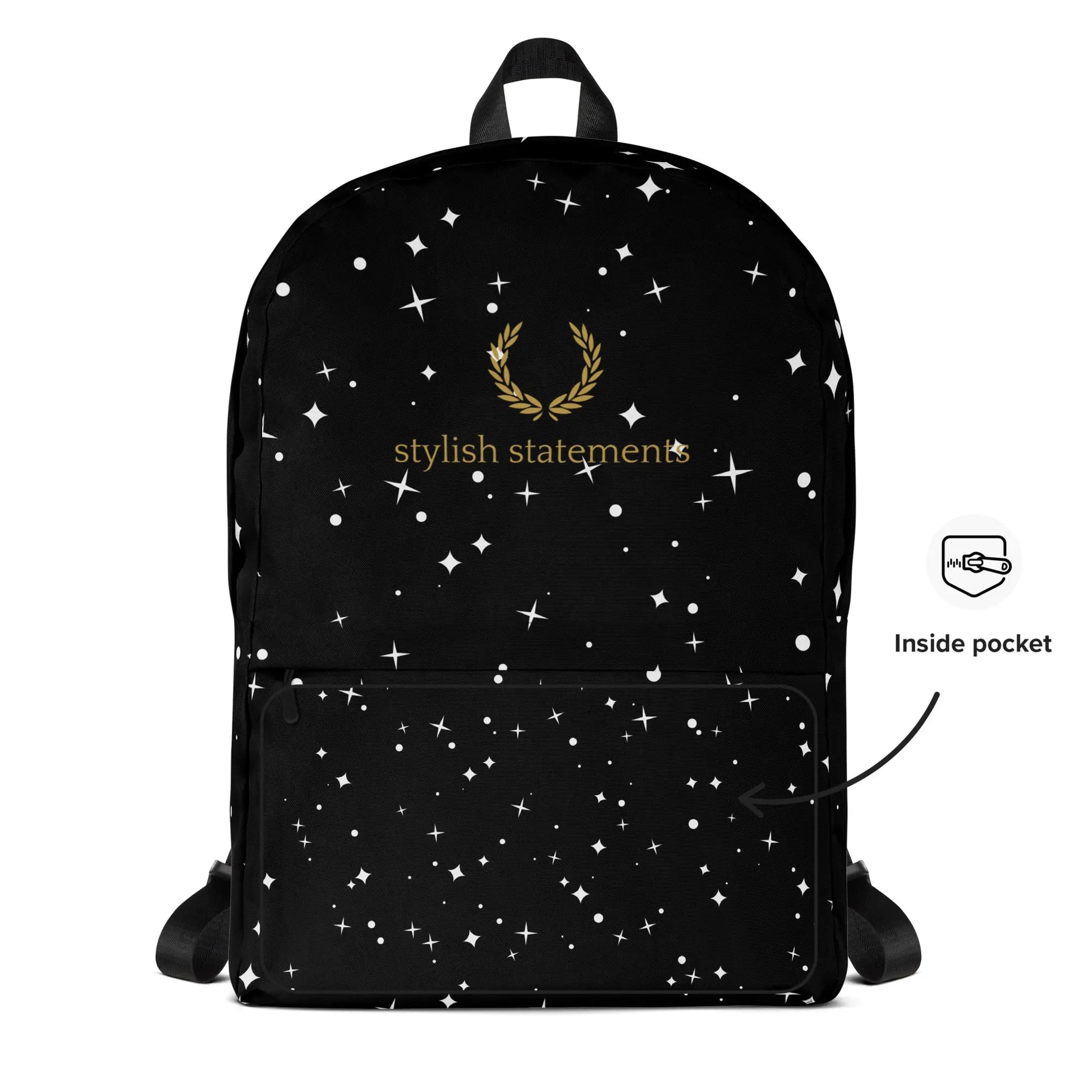 Stylish Statements Premium Black Backpack with Stars - Stylish Statements