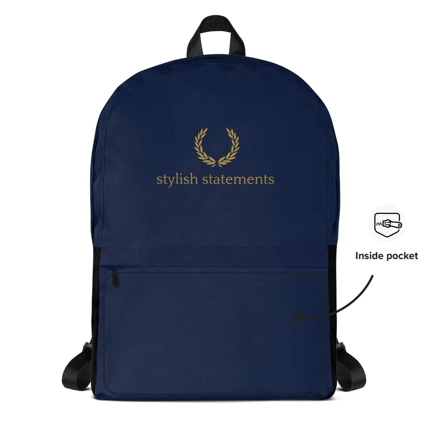 Stylish Statements Premium Dark Blue Backpack with Black Design - Stylish Statements