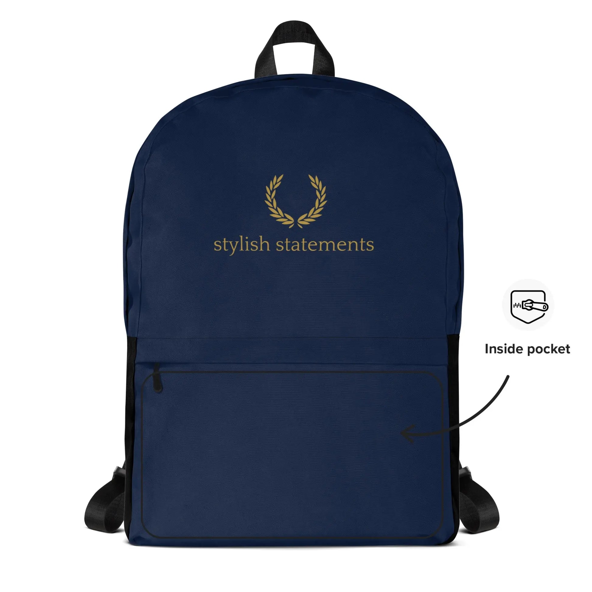 Stylish Statements Premium Dark Blue Backpack with Black Design - Stylish Statements