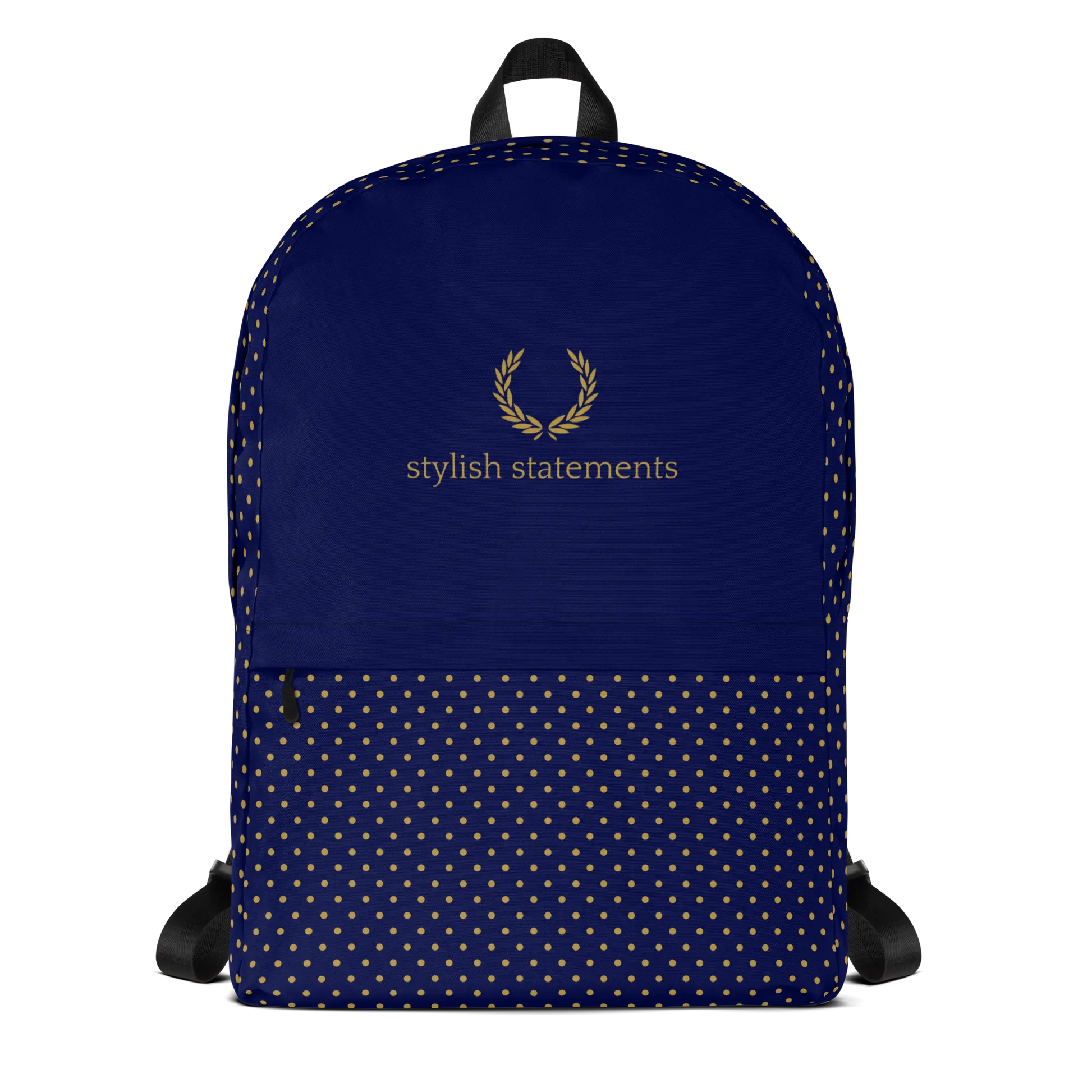 Stylish Statements Premium Dark Blue and Gold Dotted Backpack - Stylish Statements