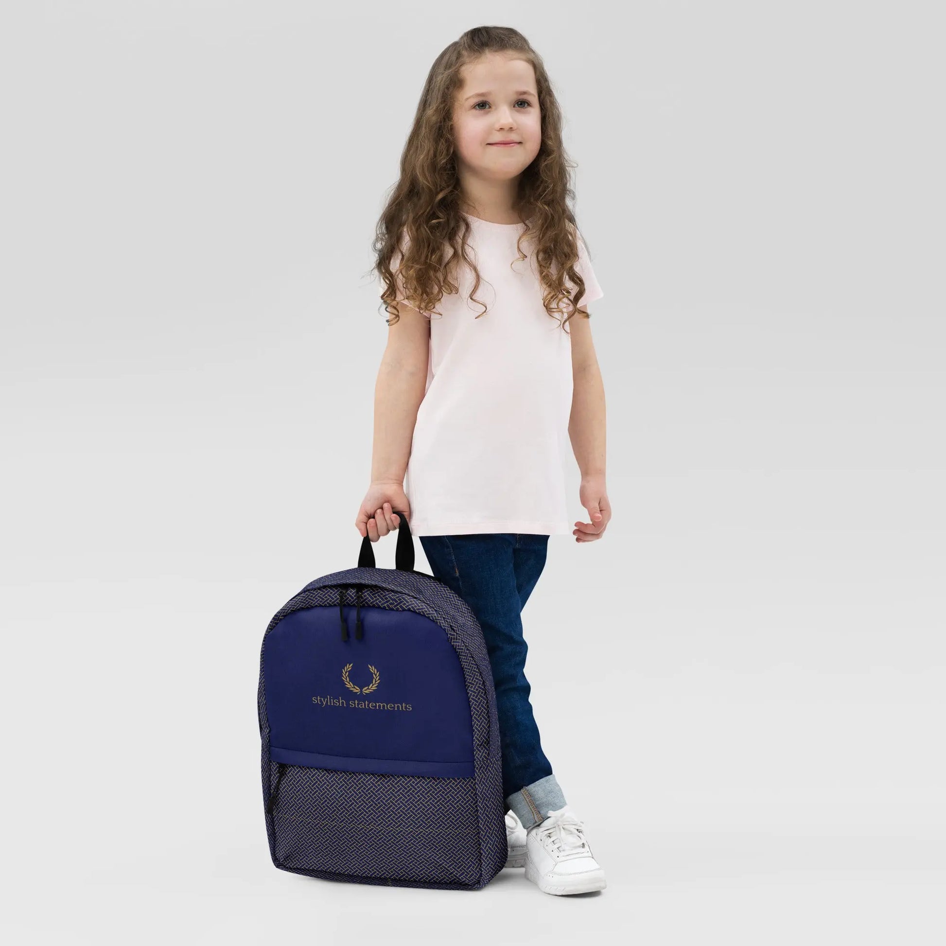 Stylish Statements Premium Dark Blue with Golden Weave Design Backpack - Stylish Statements