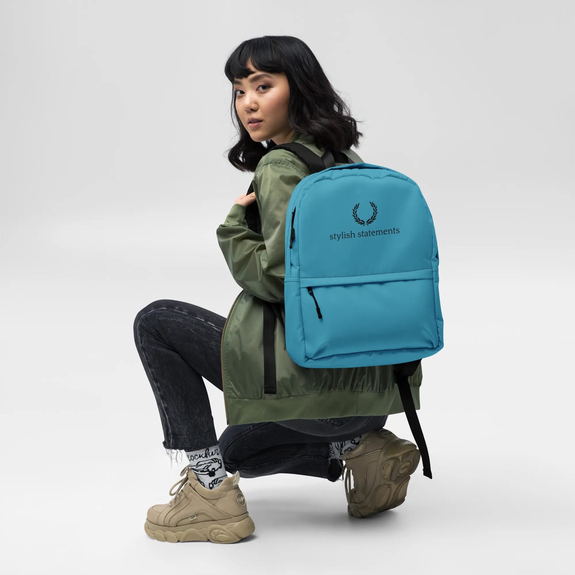 Stylish Statements Premium Light Blue and Black Backpack - Stylish Statements