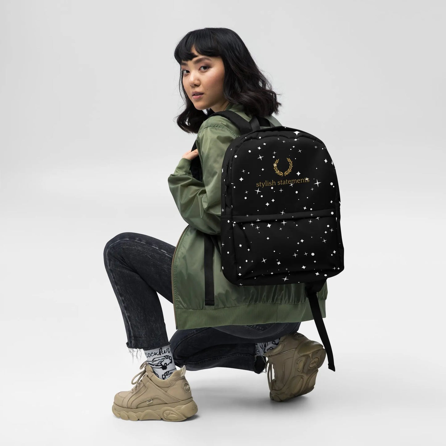 Stylish Statements Premium Black Backpack with Stars - Stylish Statements