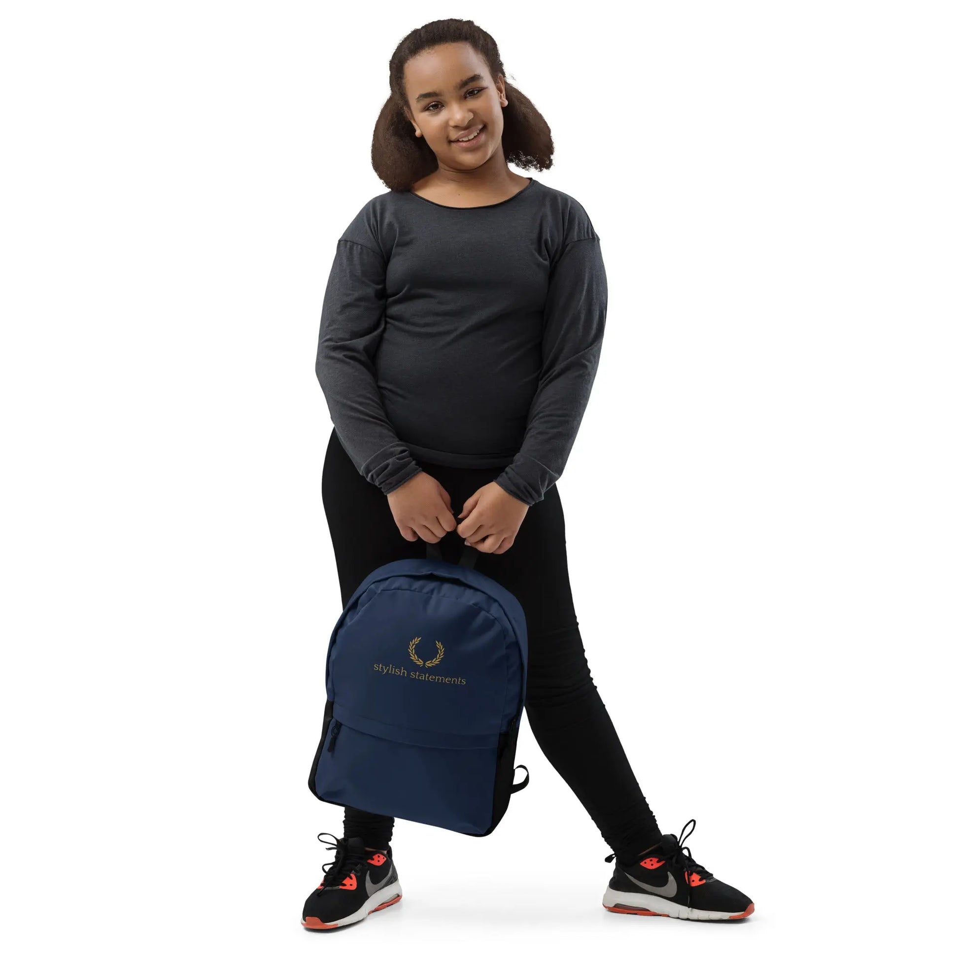 Stylish Statements Premium Dark Blue Backpack with Black Design - Stylish Statements