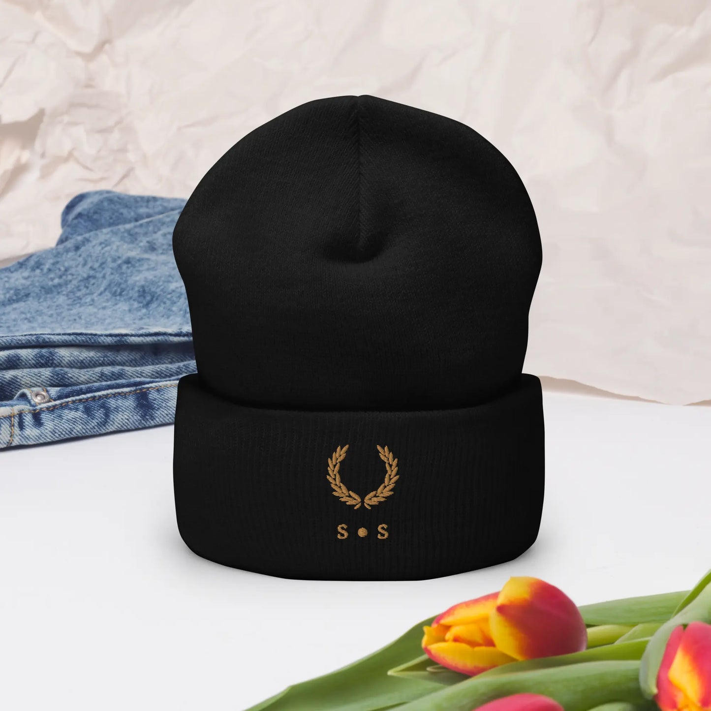 Gold Embroidered Unisex Cuffed Beanie - Multiple Colours Available - Stylish Statements