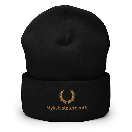 Stylish Statements Gold Embroidered Unisex Cuffed Beanie for Men and Women - Multiple Colours Available