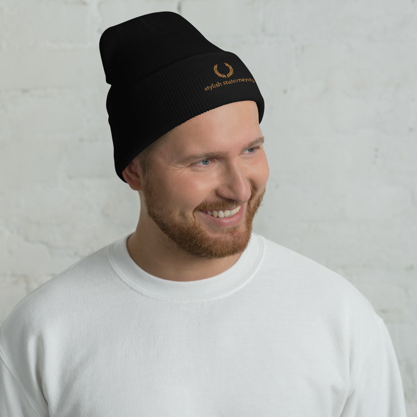 Stylish Statements Gold Embroidered Unisex Cuffed Beanie for Men and Women - Multiple Colours Available