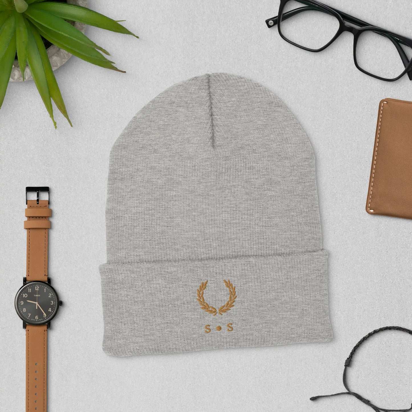 Gold Embroidered Unisex Cuffed Beanie - Multiple Colours Available - Stylish Statements