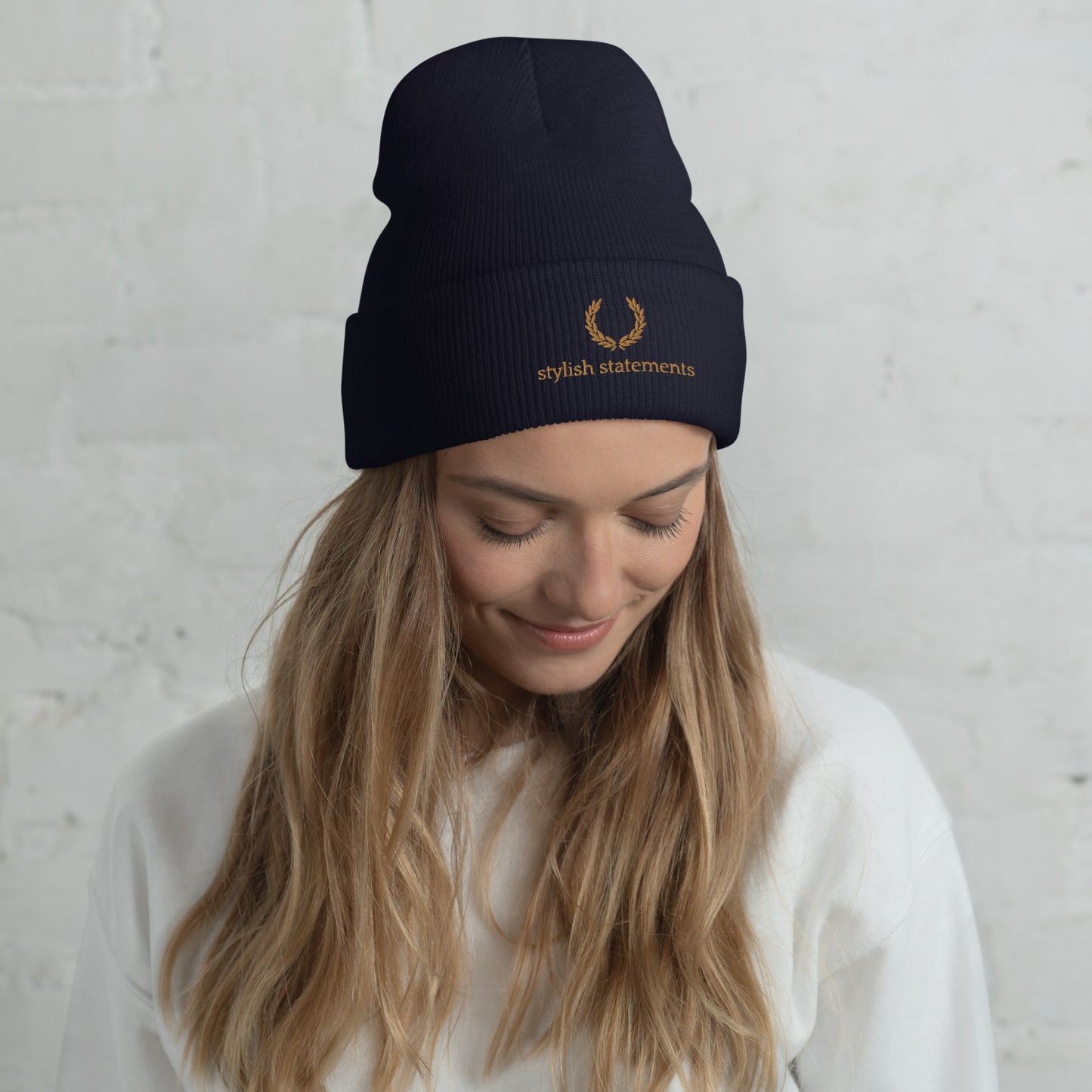 Stylish Statements Gold Embroidered Unisex Cuffed Beanie for Men and Women - Multiple Colours Available