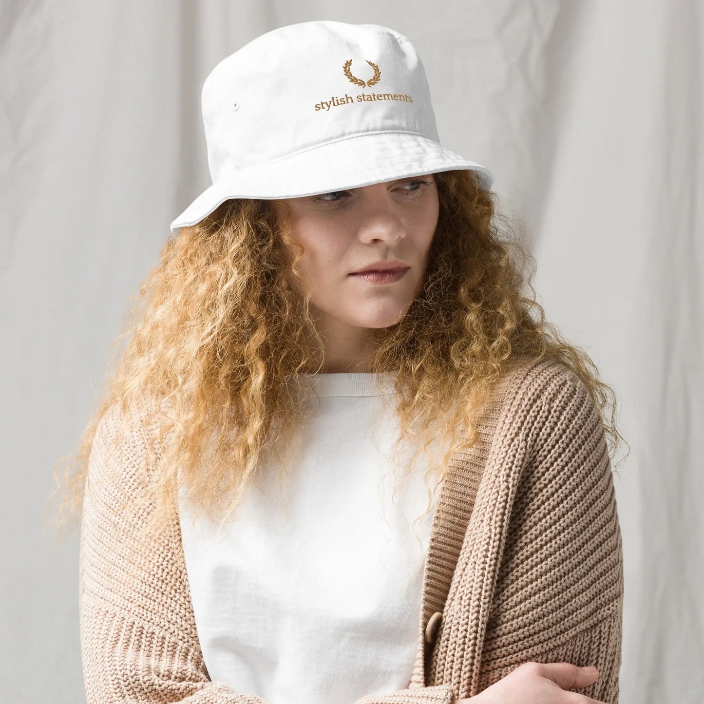 Gold Embroidered Organic Unisex Bucket Hat - Multiple Colours Available - Stylish Statements