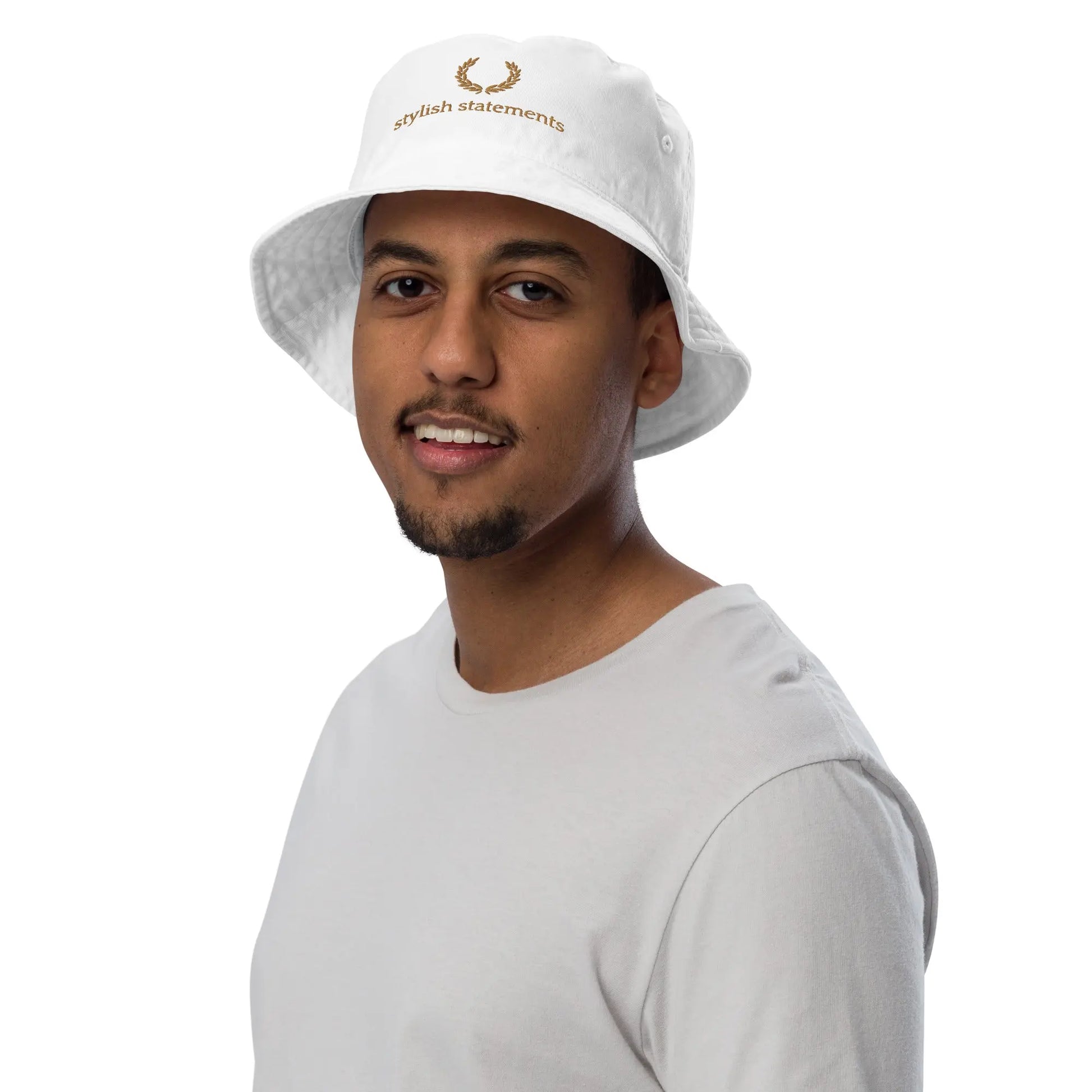 Gold Embroidered Organic Unisex Bucket Hat - Multiple Colours Available - Stylish Statements