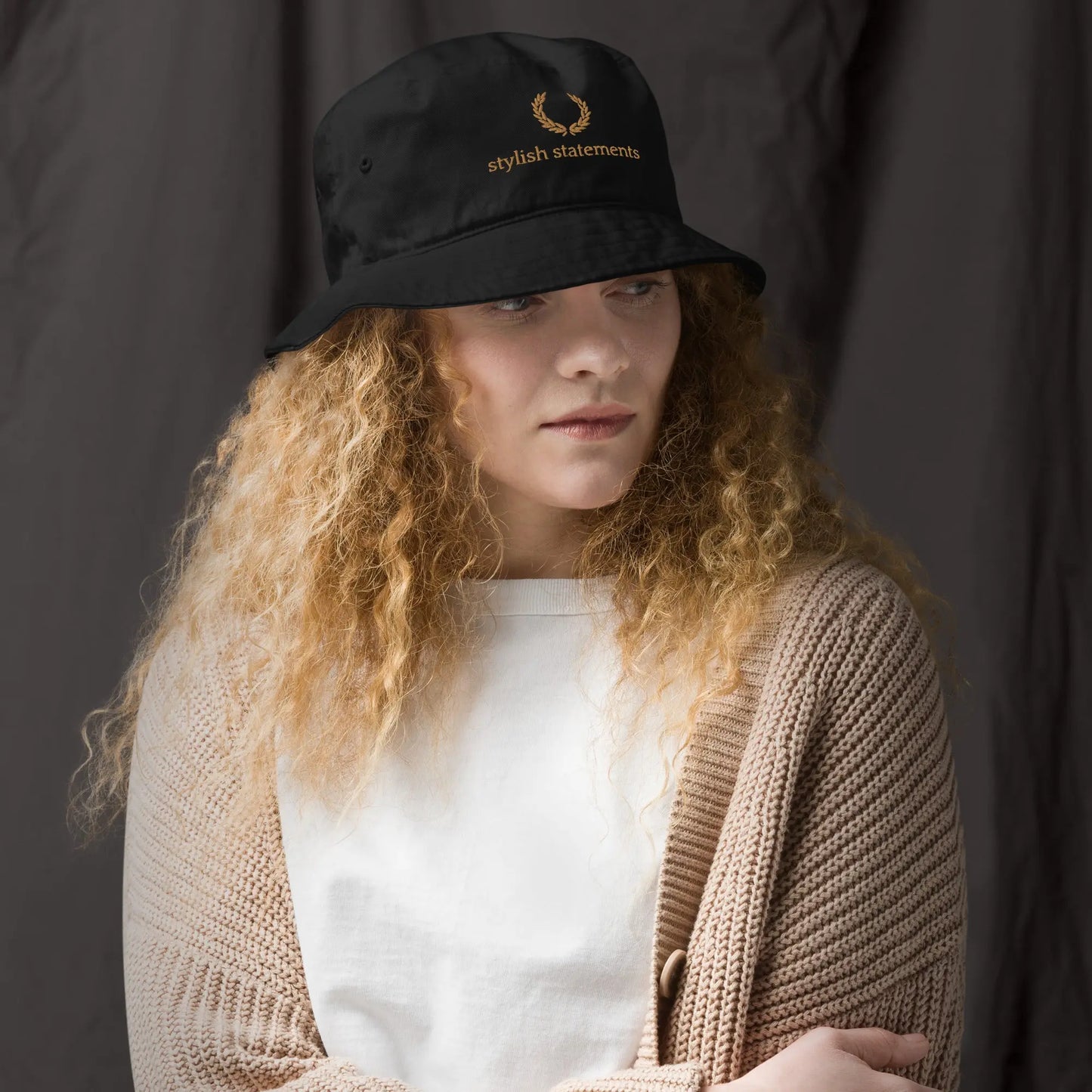 Gold Embroidered Organic Unisex Bucket Hat - Multiple Colours Available - Stylish Statements