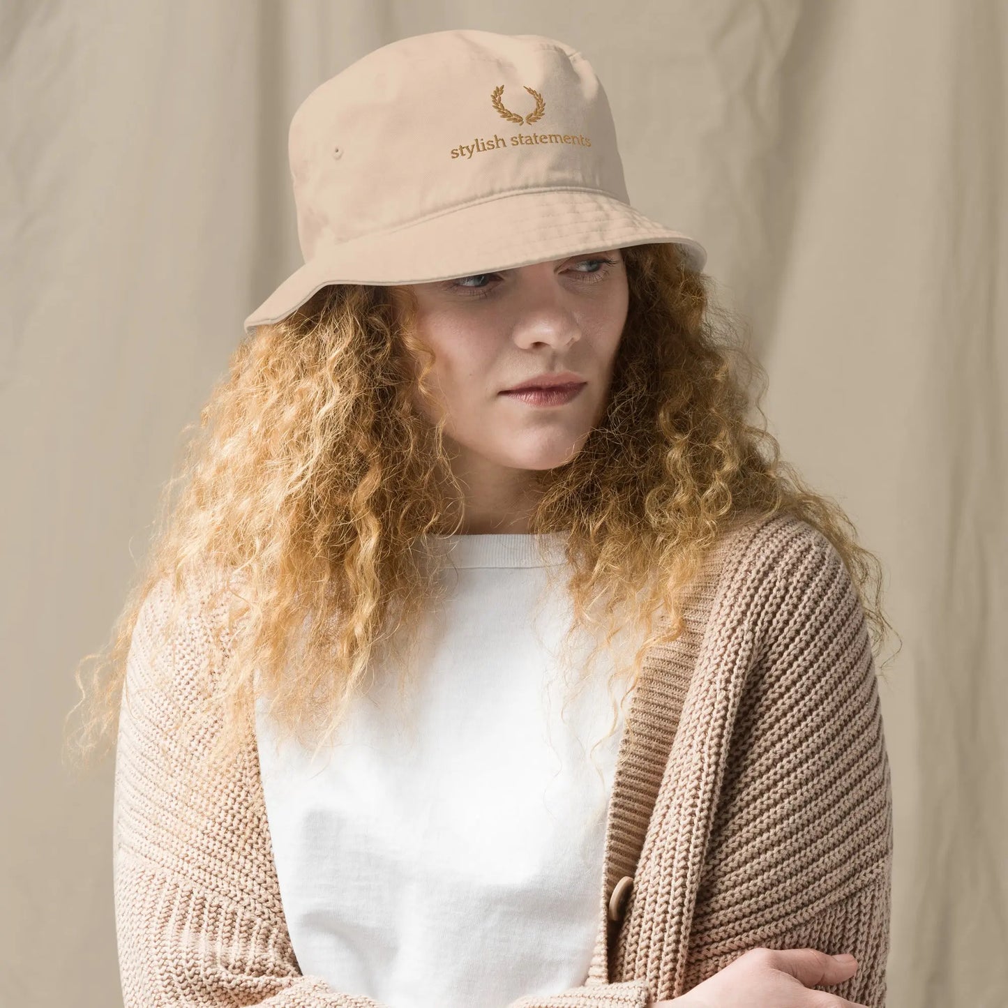 Gold Embroidered Organic Unisex Bucket Hat - Multiple Colours Available - Stylish Statements