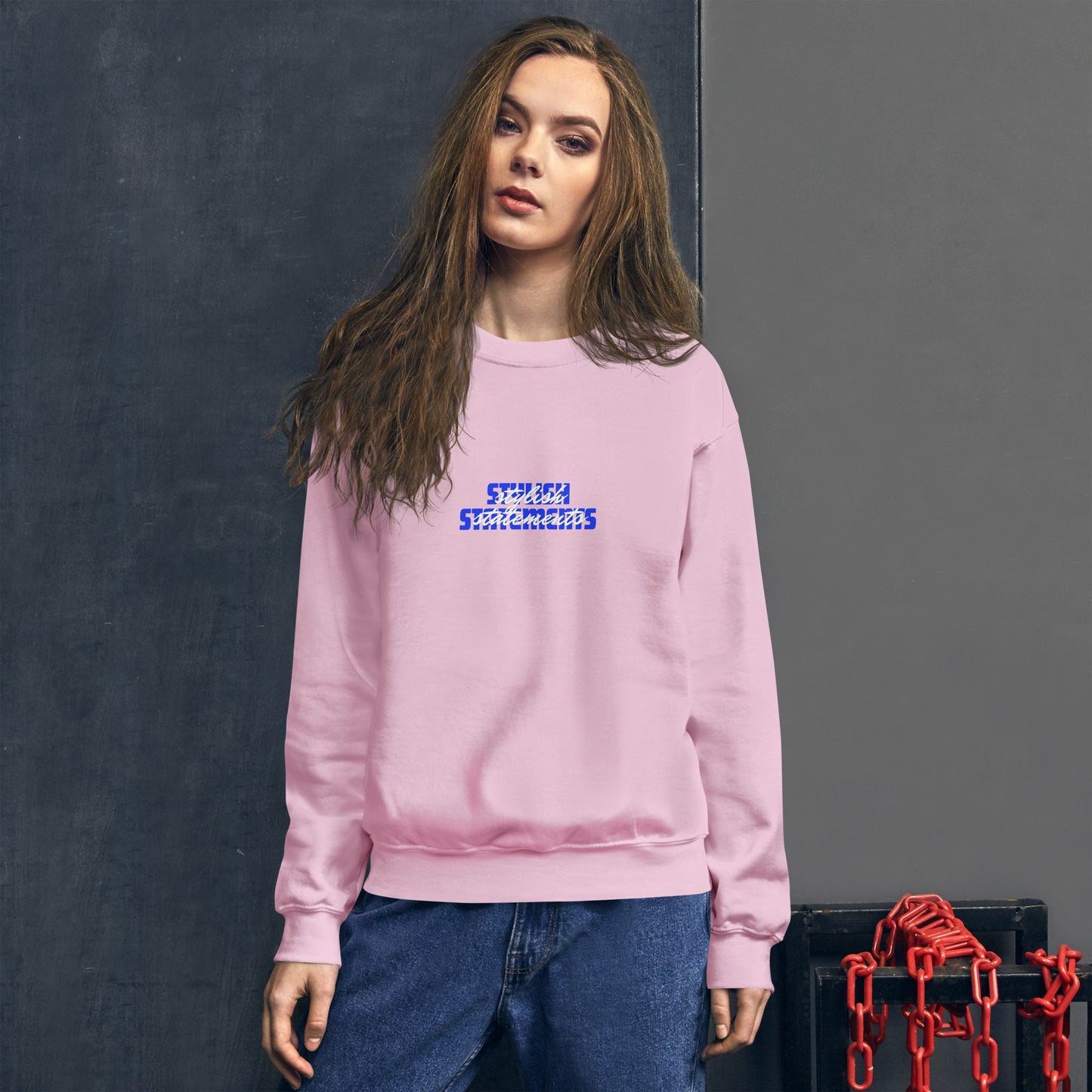 Stylish Statements Unisex Sweatshirt with Double Font Design for Men and Women