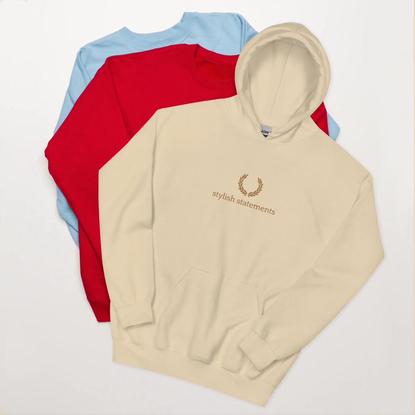 Gold Embroidered Unisex Hoodie for Men and Women - Multiple Colours Available - Stylish Statements