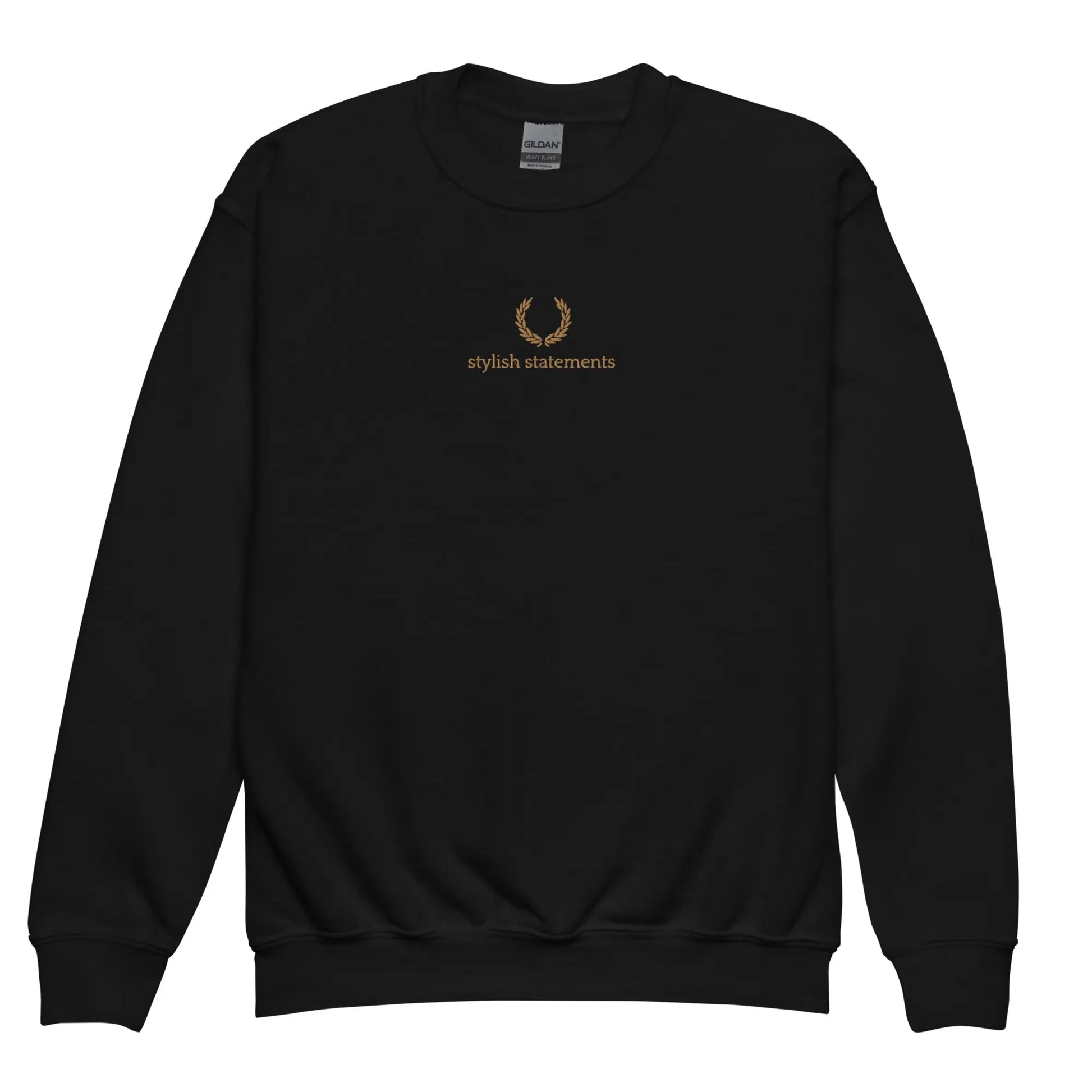 Gold Embroidered Unisex Youth Sweatshirt for Girls and Boys - Multiple Colours Available - Stylish Statements