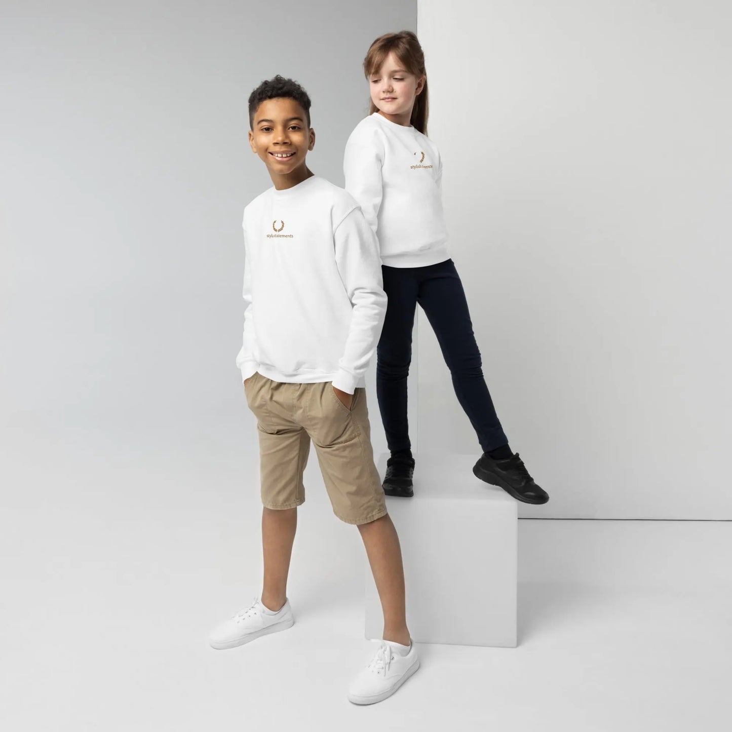 Gold Embroidered Unisex Youth Sweatshirt for Girls and Boys - Multiple Colours Available - Stylish Statements